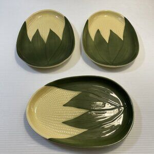 3 Vintage Shawnee Pottery Corn King #96 Large Platters Dishes Plates USA - EUC